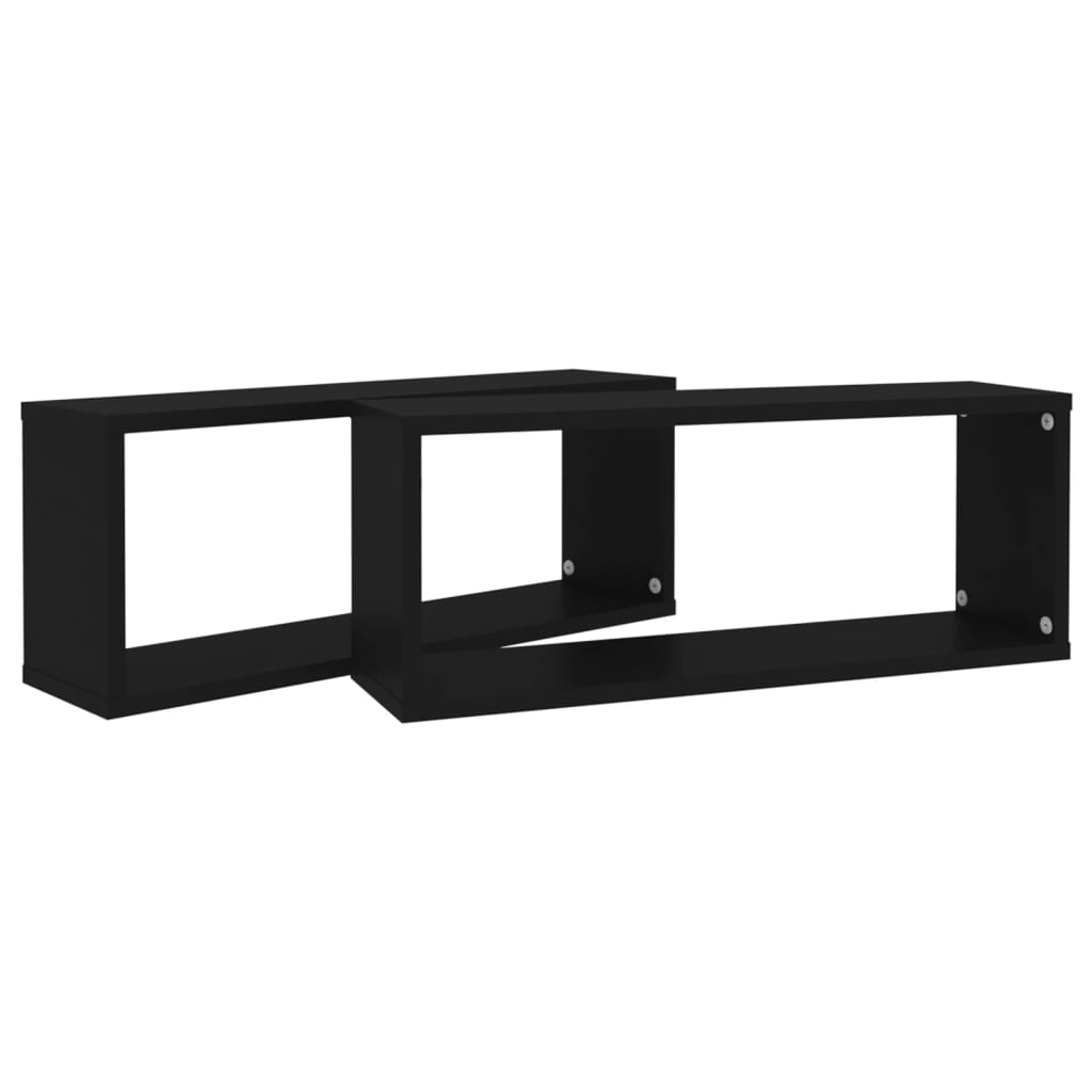 Étagères murales cube 2 pcs Noir 60x15x23 cm Bois d’ingénierie - XIOS