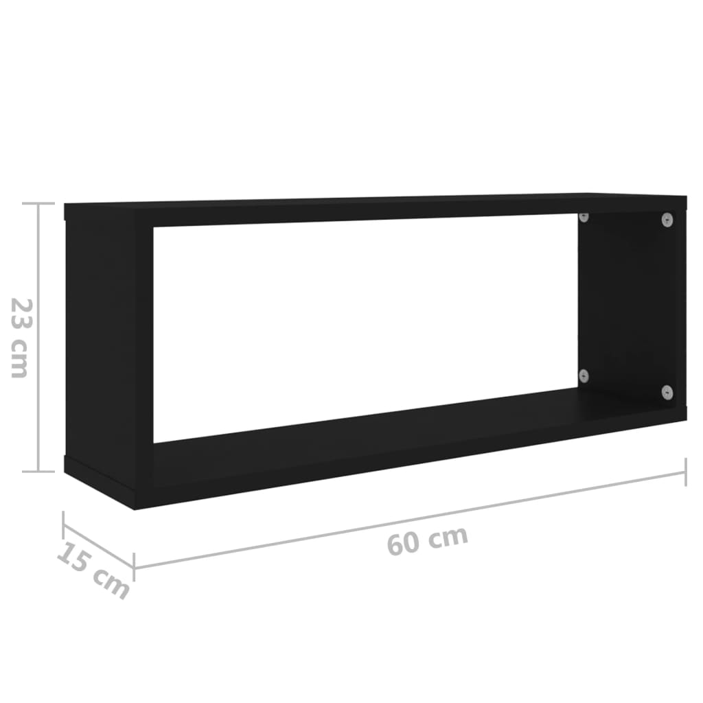 Étagères murales cube 2 pcs Noir 60x15x23 cm Bois d’ingénierie - XIOS