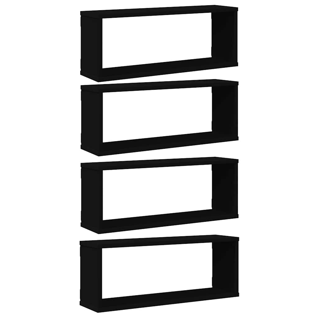 Étagères murales cube 4 pcs Noir 60x15x23 cm Bois d’ingénierie - XIOS