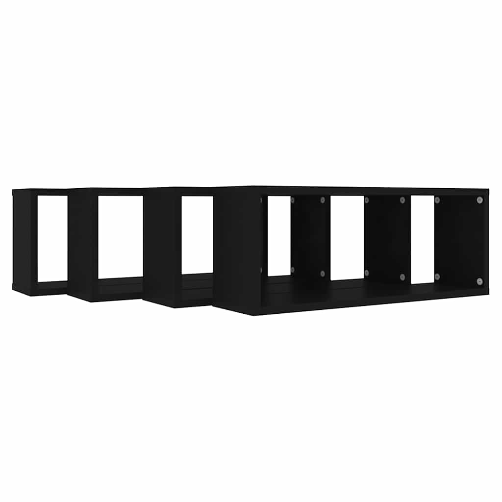 Étagères murales cube 4 pcs Noir 60x15x23 cm Bois d’ingénierie - XIOS