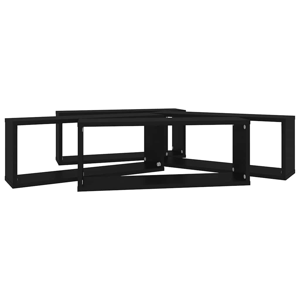 Étagères murales cube 4 pcs Noir 60x15x23 cm Bois d’ingénierie - XIOS