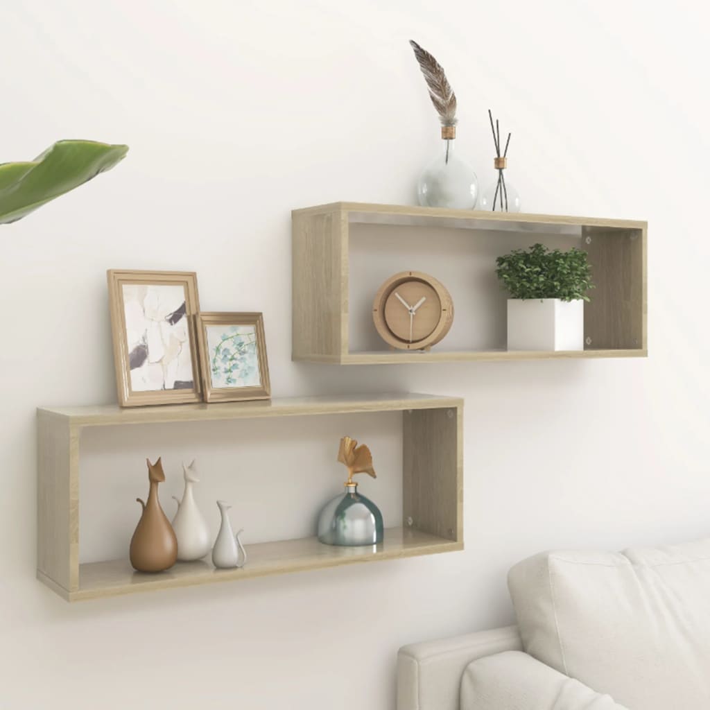 Étagères murales cube 2 pcs Chêne sonoma Bois d’ingénierie - XIOS