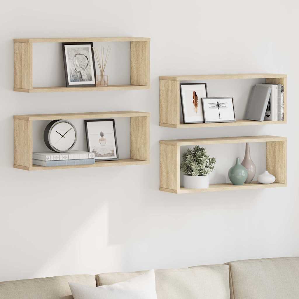 Étagères murales cube 4 pcs Chêne sonoma Bois d’ingénierie - XIOS