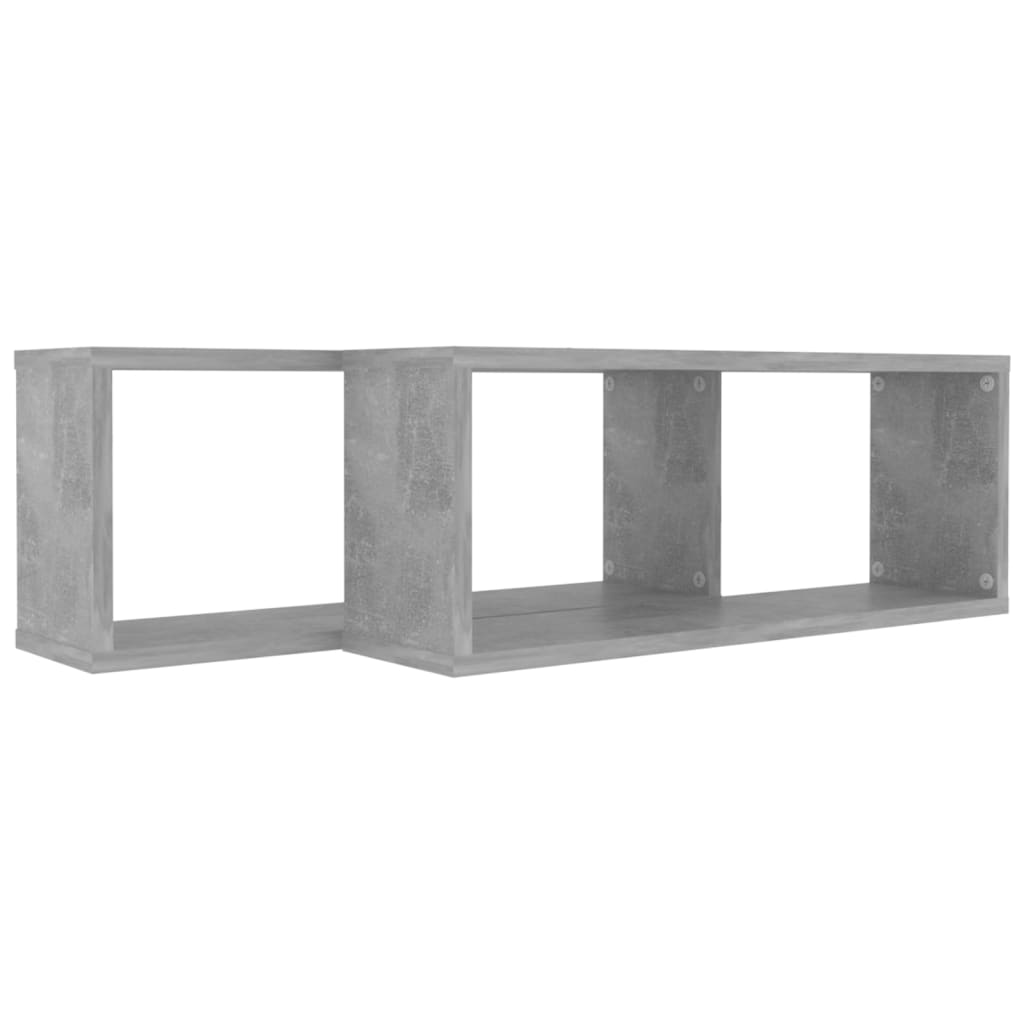 Étagères murales cube 2 pcs Gris béton Bois d’ingénierie - XIOS