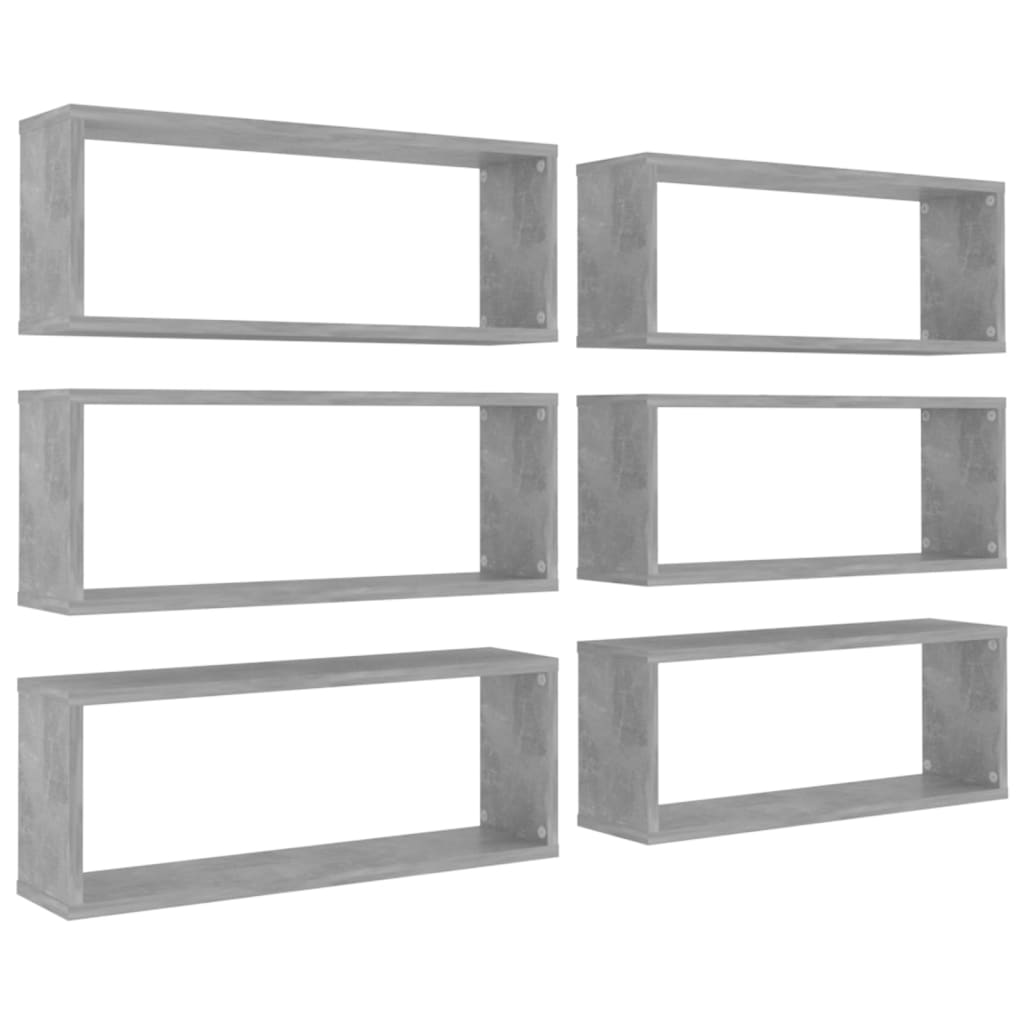 Étagères murales cube 6 pcs Gris béton Bois d’ingénierie - XIOS