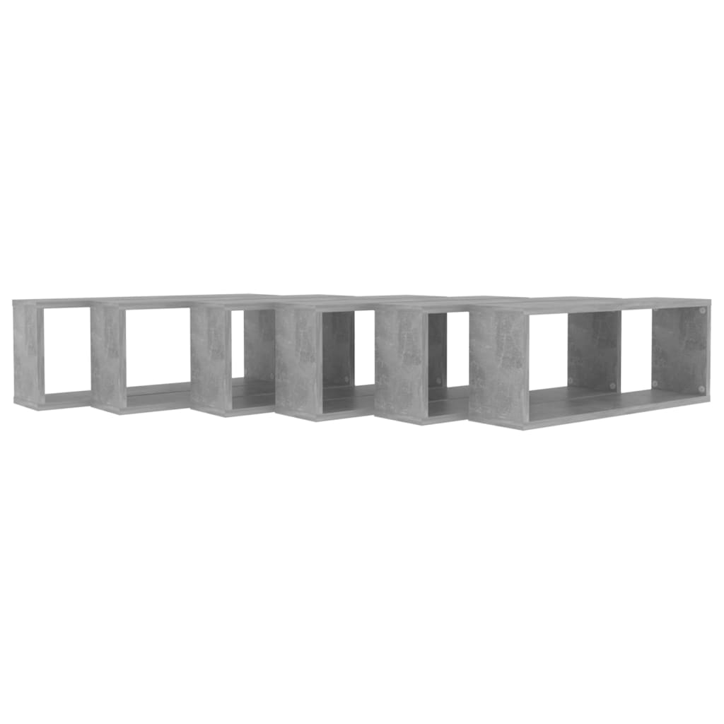 Étagères murales cube 6 pcs Gris béton Bois d’ingénierie - XIOS