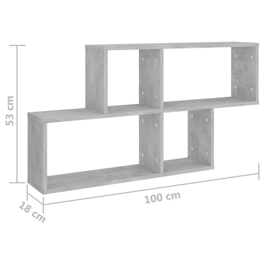 Étagère murale Gris béton 100x18x53 cm Bois d’ingénierie - XIOS