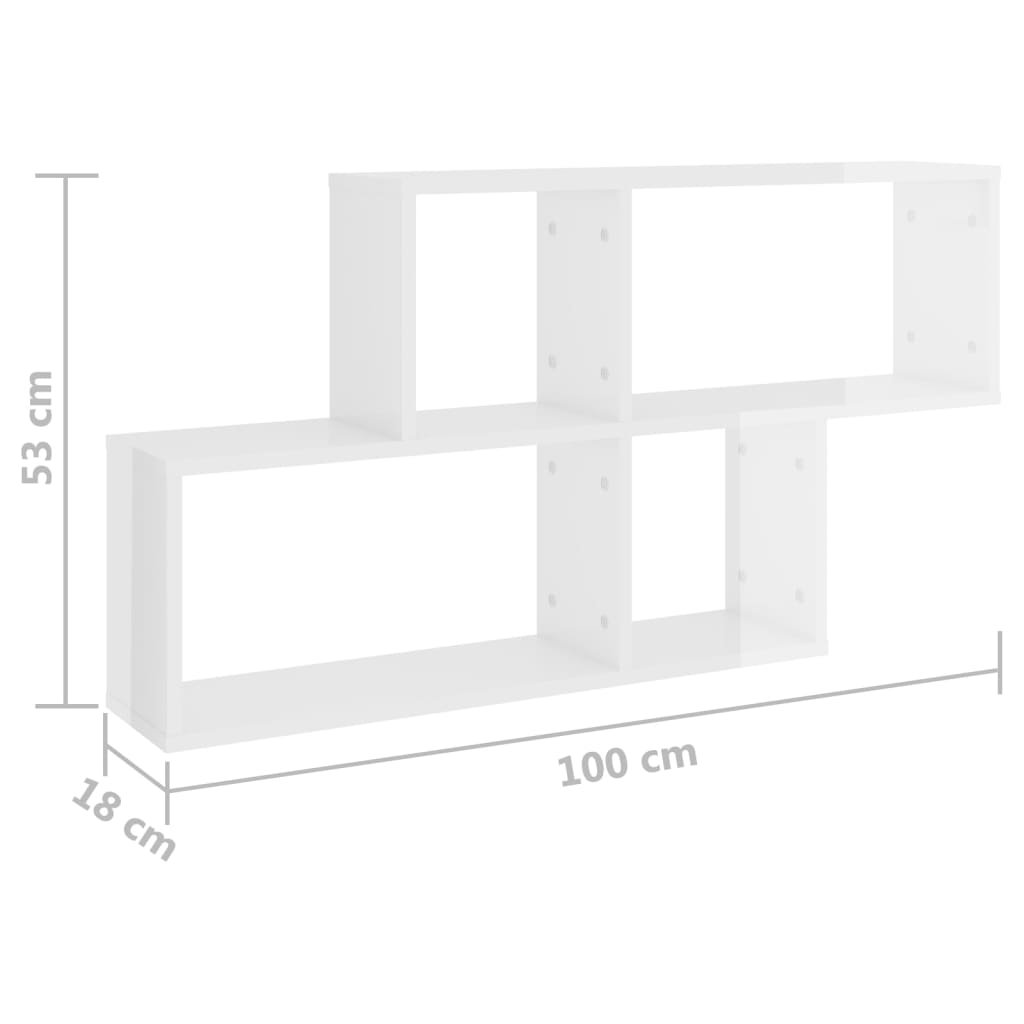 Étagère murale Blanc brillant 100x18x53 cm Bois d’ingénierie - XIOS