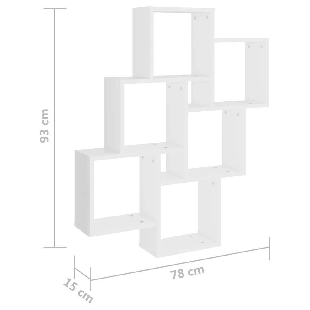 Étagère murale cube Blanc 78x15x93 cm Bois d’ingénierie - XIOS