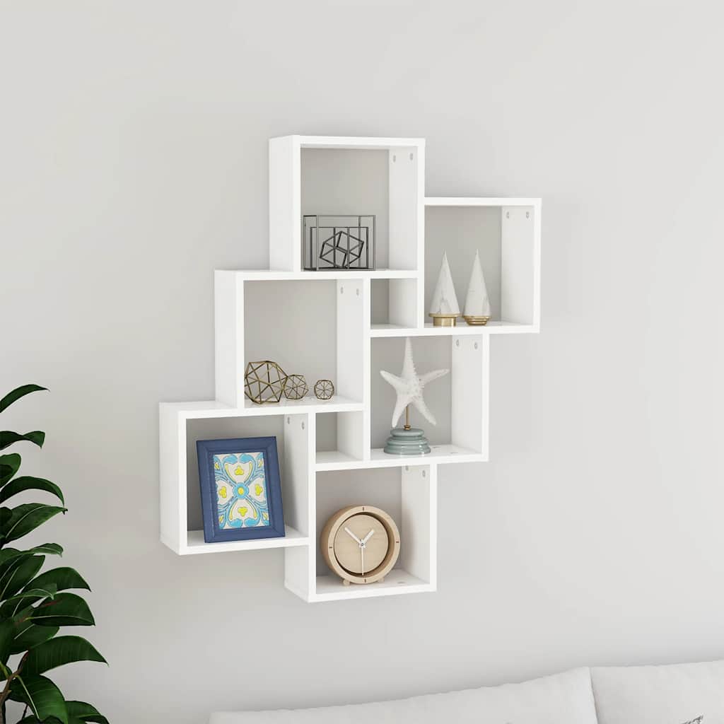 Étagère murale cube Blanc 78x15x93 cm Bois d’ingénierie - XIOS