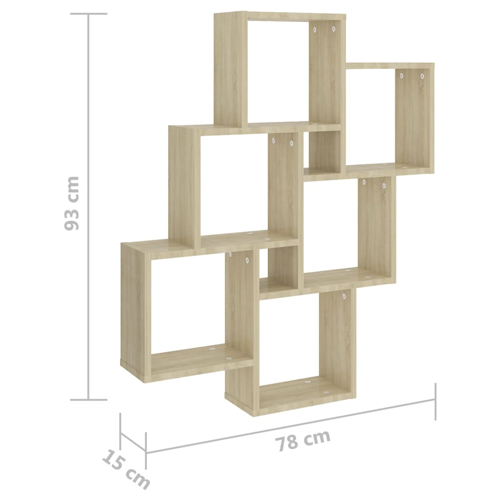 Étagère murale cube Chêne sonoma 78x15x93 cm Bois d’ingénierie - XIOS