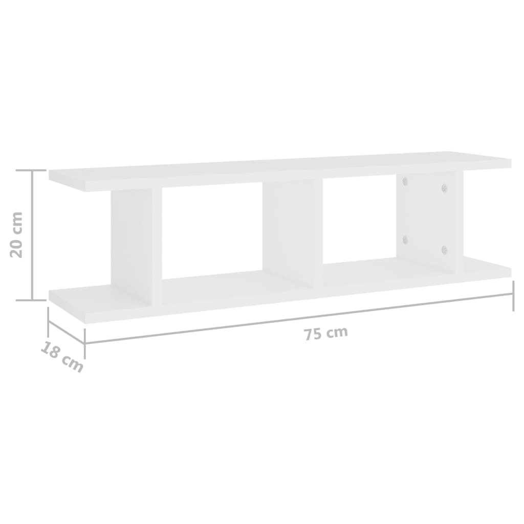 Étagères murales 2 pcs Blanc 75x18x20 cm bois d'ingénierie - XIOS