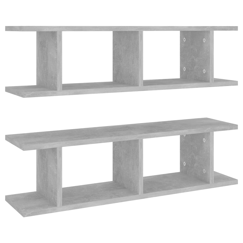 Étagères murales 2 pcs Gris béton 75x18x20 cm bois d'ingénierie - XIOS