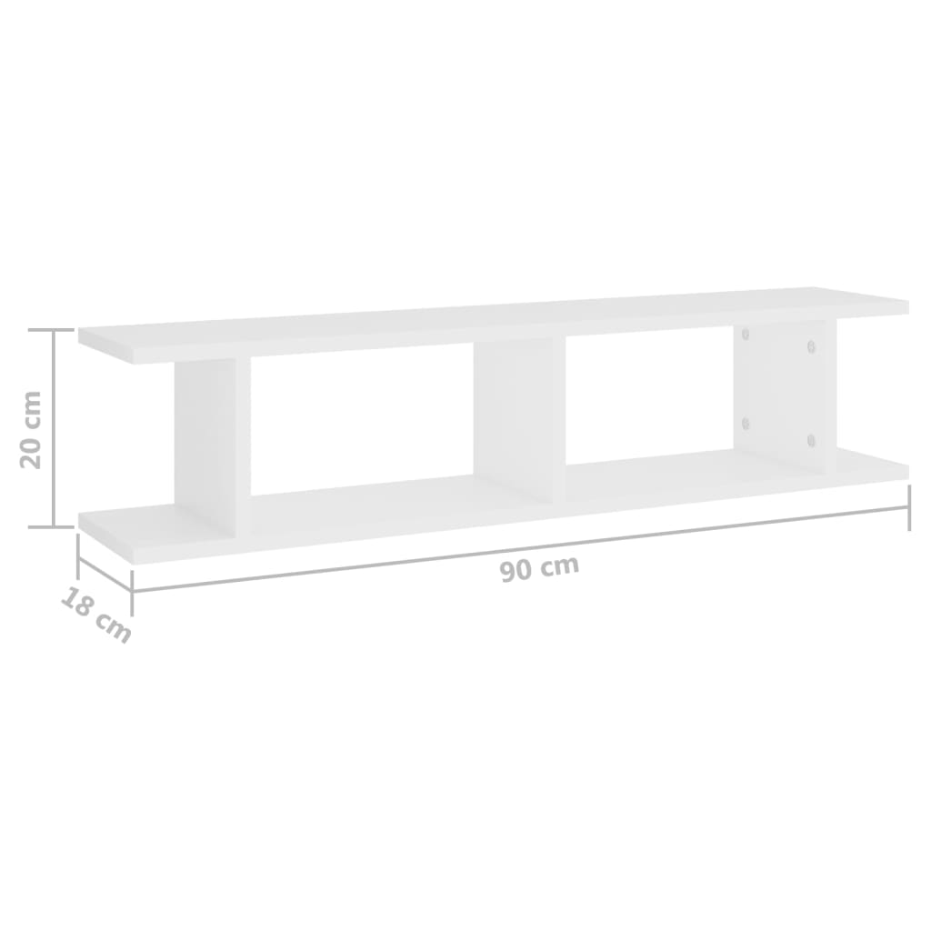 Étagères murales 2 pcs Blanc 90x18x20 cm bois d'ingénierie - XIOS