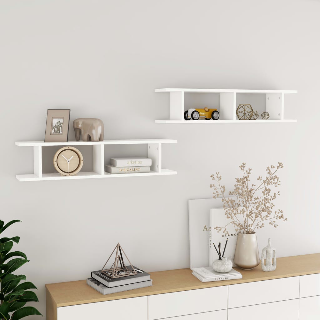 Étagères murales 2 pcs Blanc 90x18x20 cm bois d'ingénierie - XIOS