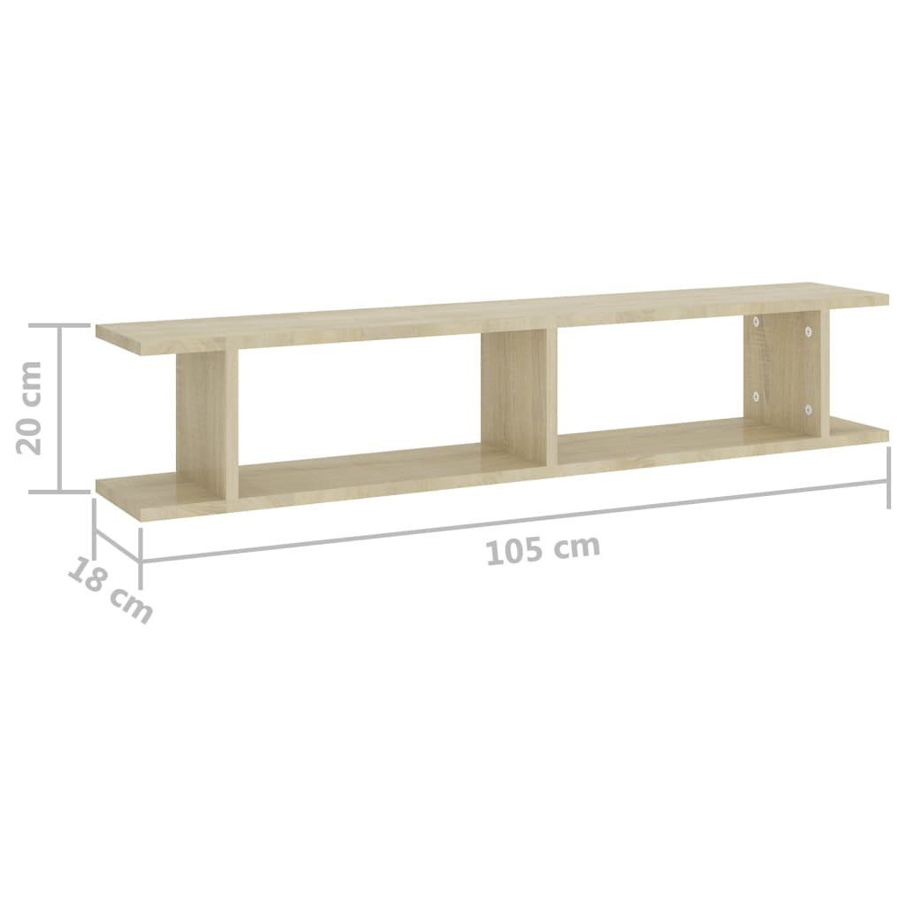 Étagères murales 2 pcs Chêne sonoma 105x18x20cm bois ingénierie - XIOS