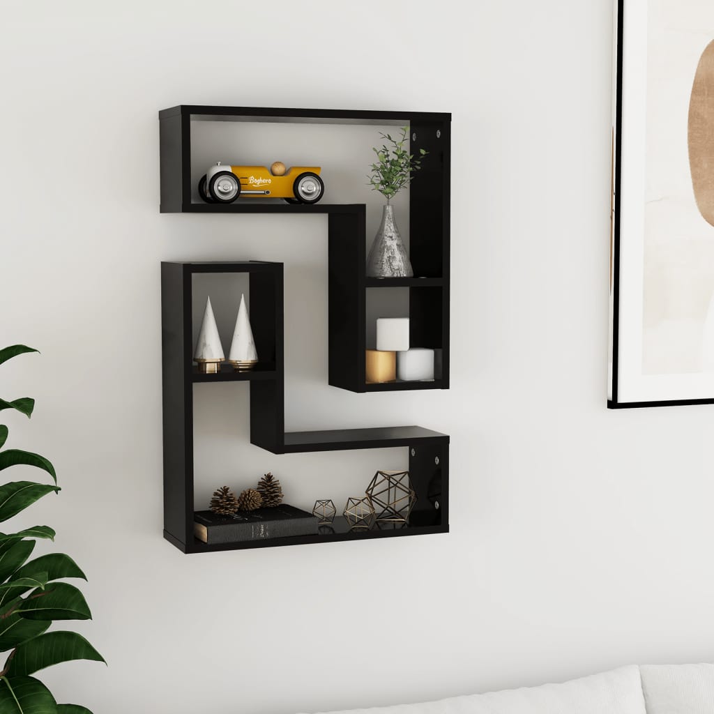 Étagères murales 2 pcs noir 50x15x50 cm bois d'ingénierie - XIOS