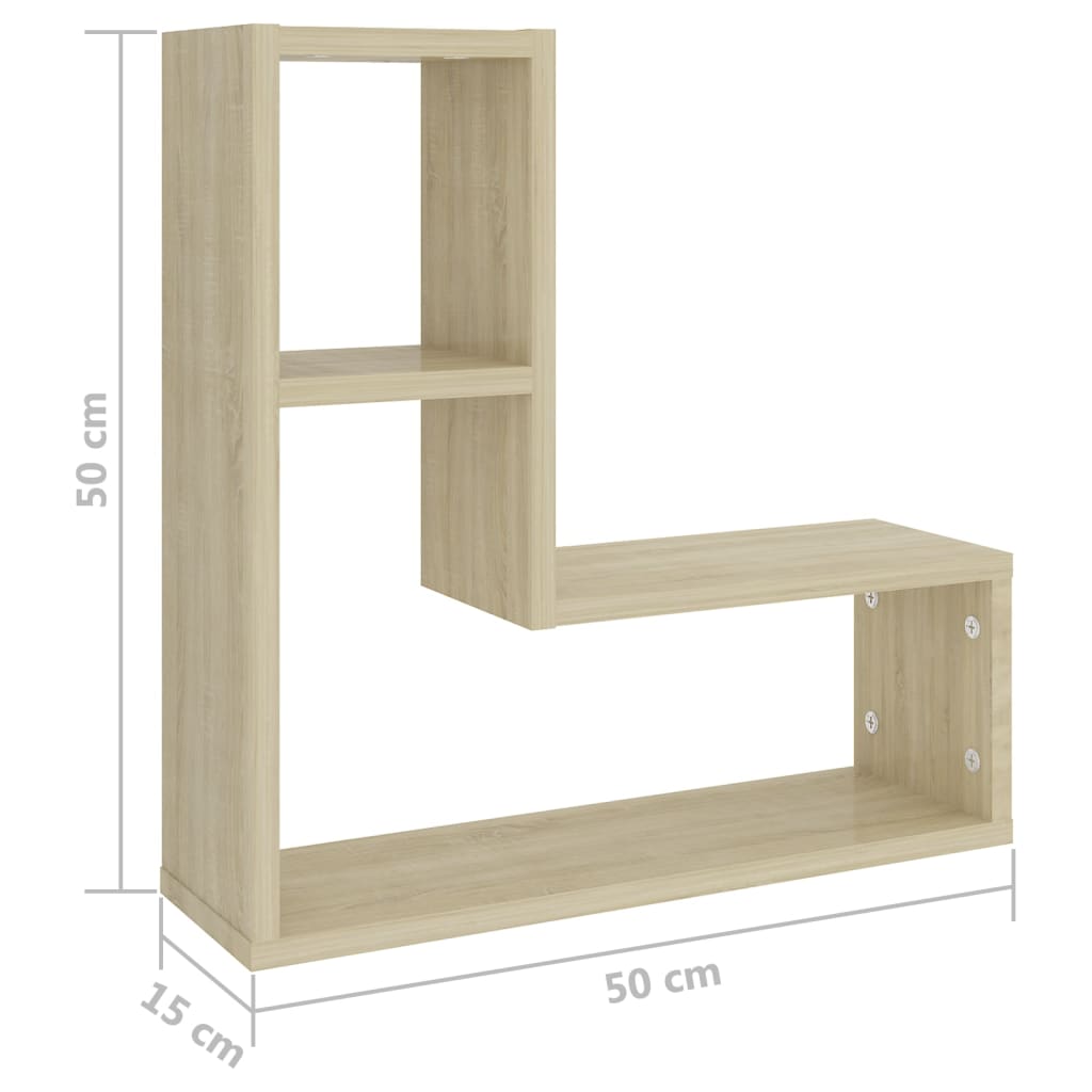 Étagères murales 2pcs chêne sonoma 50x15x50cm bois d'ingénierie - XIOS
