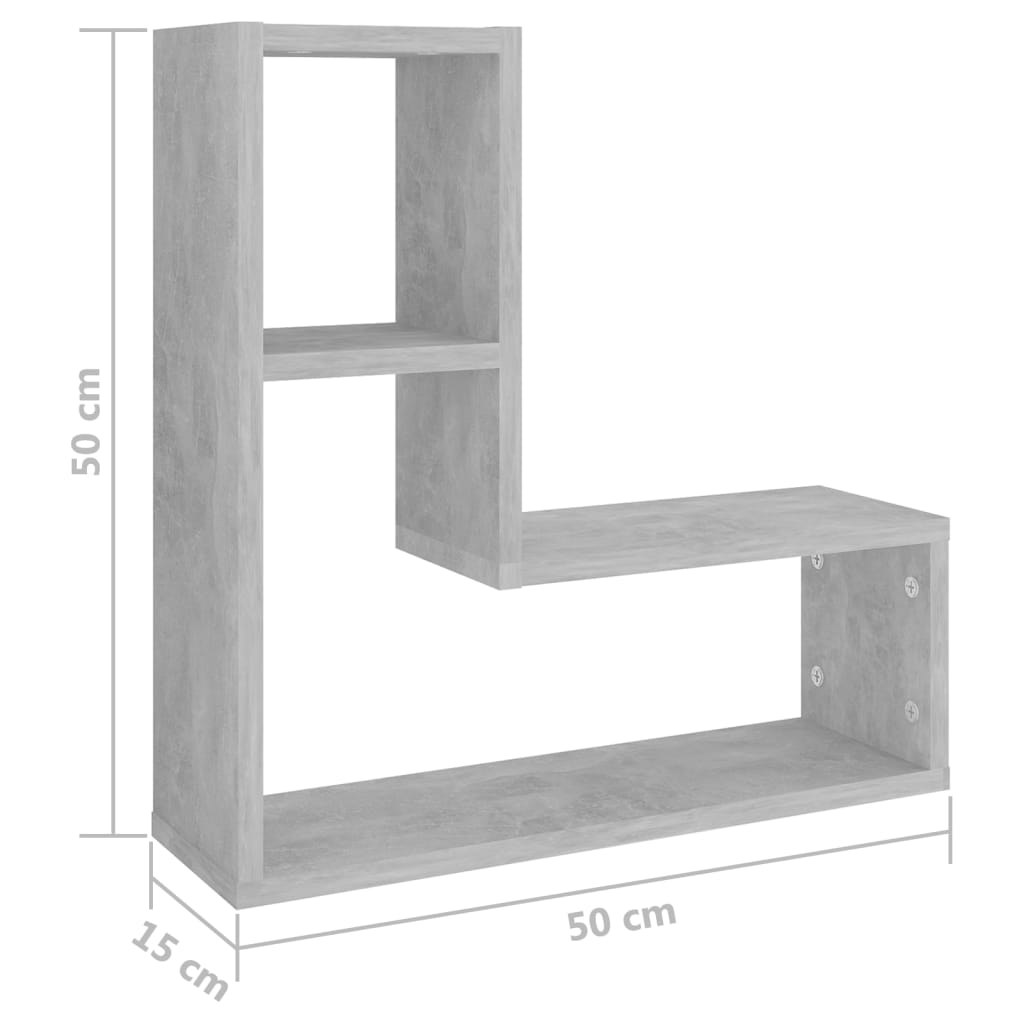 Étagères murales 2 pcs gris béton 50x15x50 cm bois d'ingénierie - XIOS