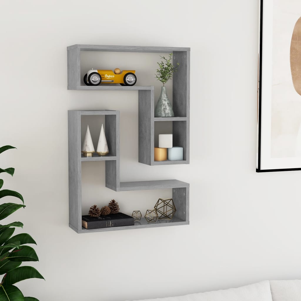 Étagères murales 2 pcs gris béton 50x15x50 cm bois d'ingénierie - XIOS