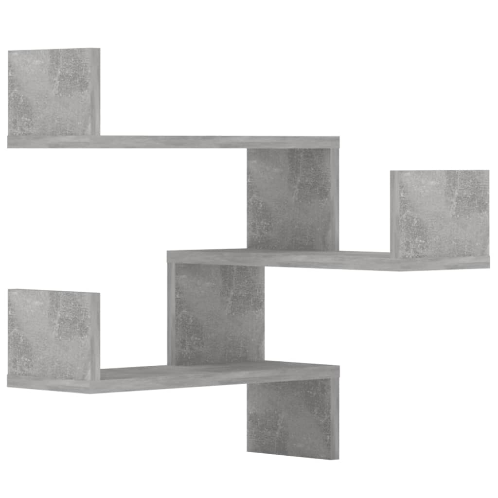 Étagères murales d'angle 2 pcs Gris béton Bois d’ingénierie - XIOS