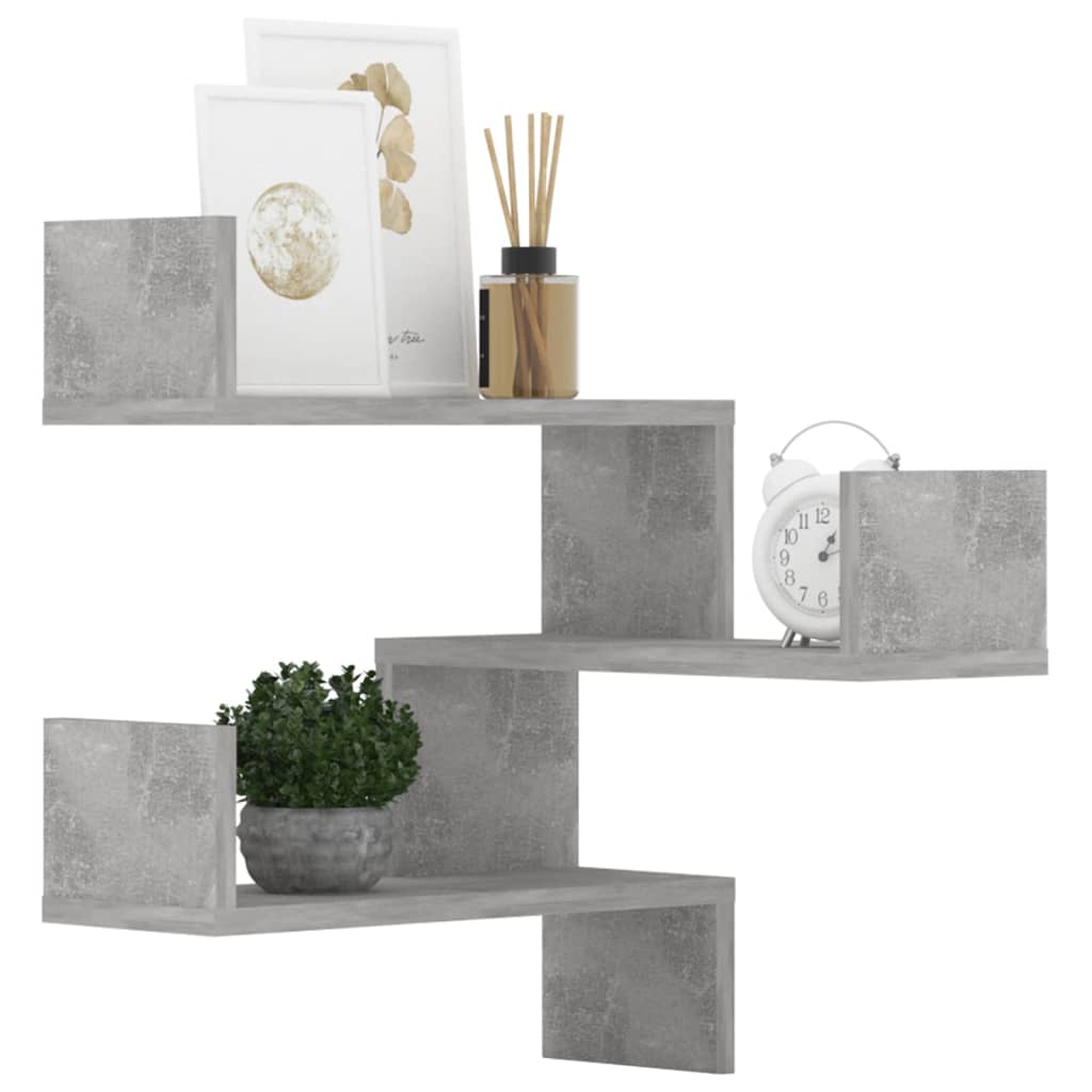 Étagères murales d'angle 2 pcs Gris béton Bois d’ingénierie - XIOS