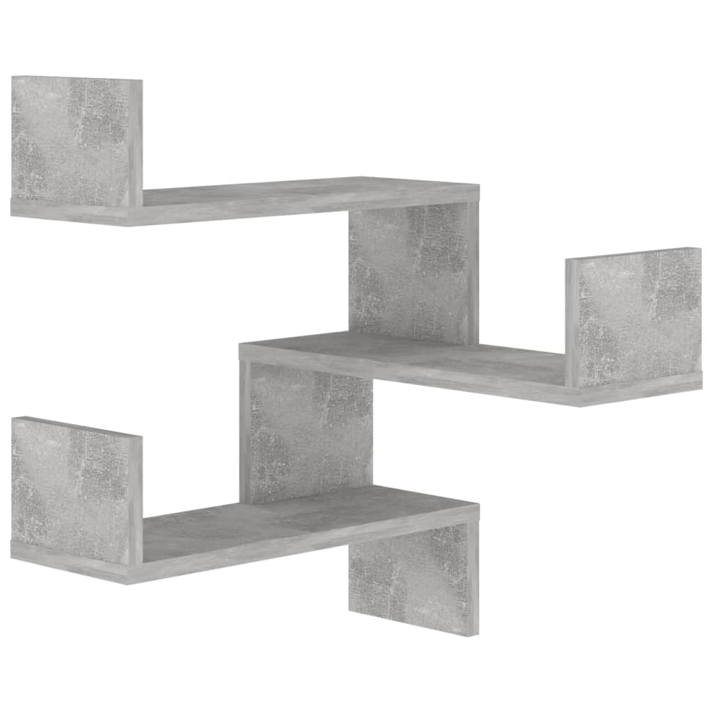 Étagères murales d'angle 2 pcs Gris béton Bois d’ingénierie - XIOS
