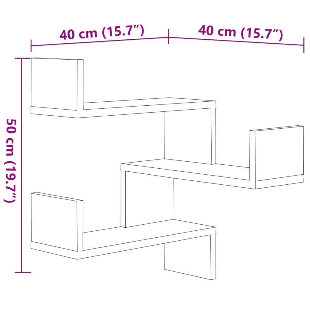 Étagères murales d'angle 2 pcs Gris béton Bois d’ingénierie - XIOS