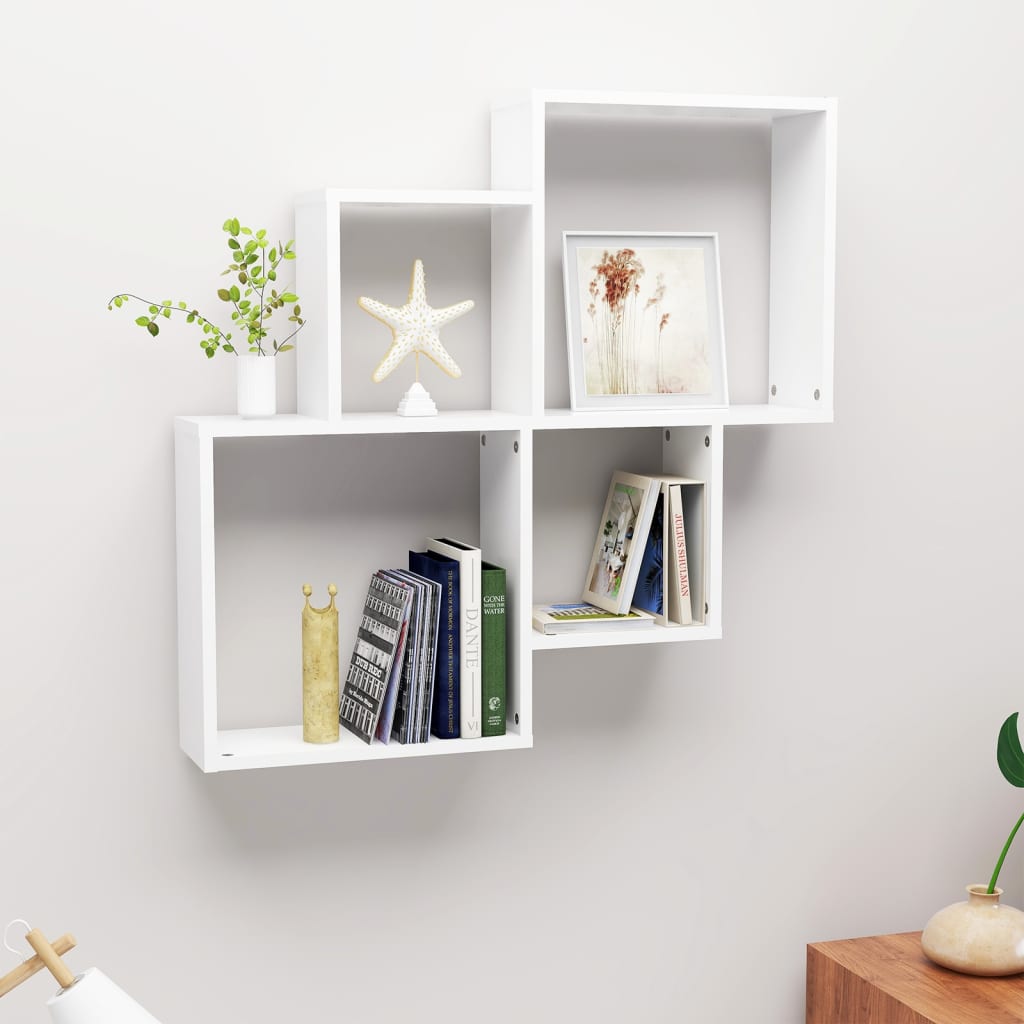 Étagère murale cube Blanc 80x15x78,5 cm Bois d’ingénierie - XIOS