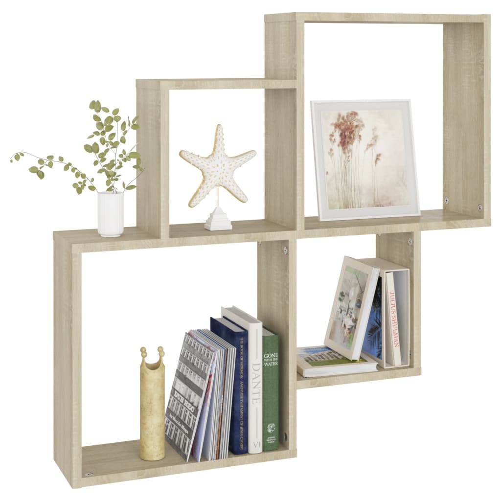 Étagère murale cube Chêne sonoma 80x15x78,5cm Bois d’ingénierie - XIOS