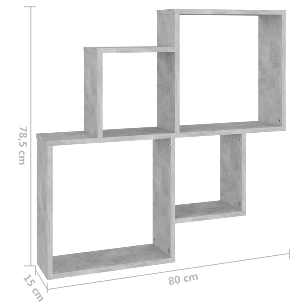 Étagère murale cube Gris béton 80x15x78,5 cm Bois d’ingénierie - XIOS