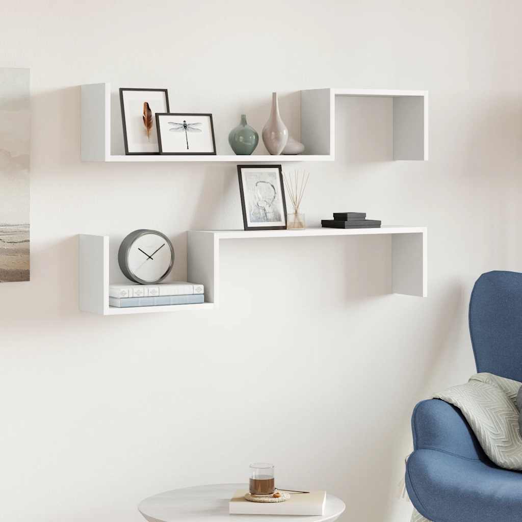 Étagères murales 2 pcs blanc 100x15x20 cm bois d'ingénierie - XIOS