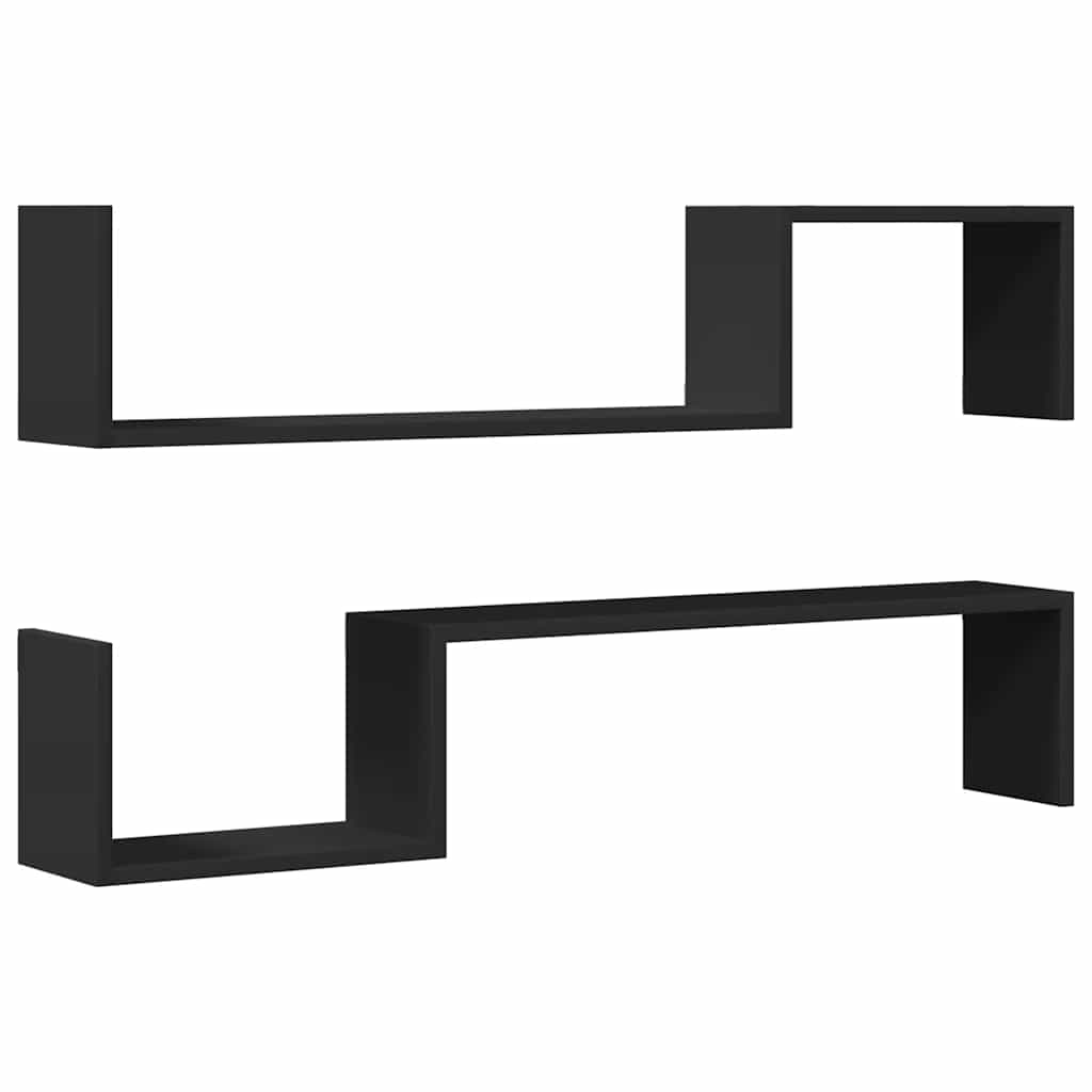 Étagères murales 2 pcs noir 100x15x20 cm bois d'ingénierie - XIOS