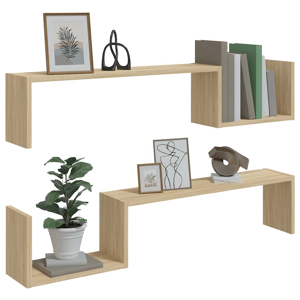 Étagères murales 2 pcs chêne sonoma 100x15x20cm bois ingénierie - XIOS