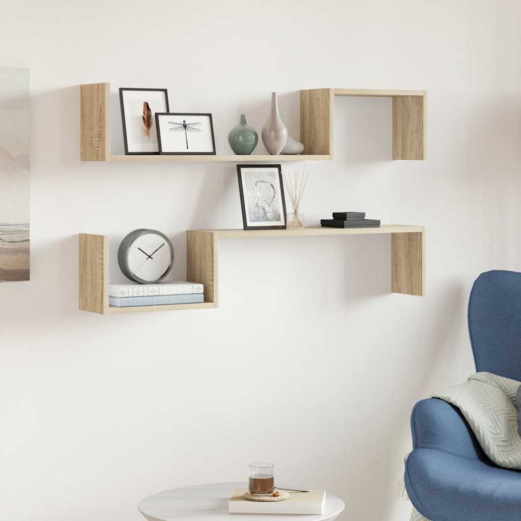 Étagères murales 2 pcs chêne sonoma 100x15x20cm bois ingénierie - XIOS