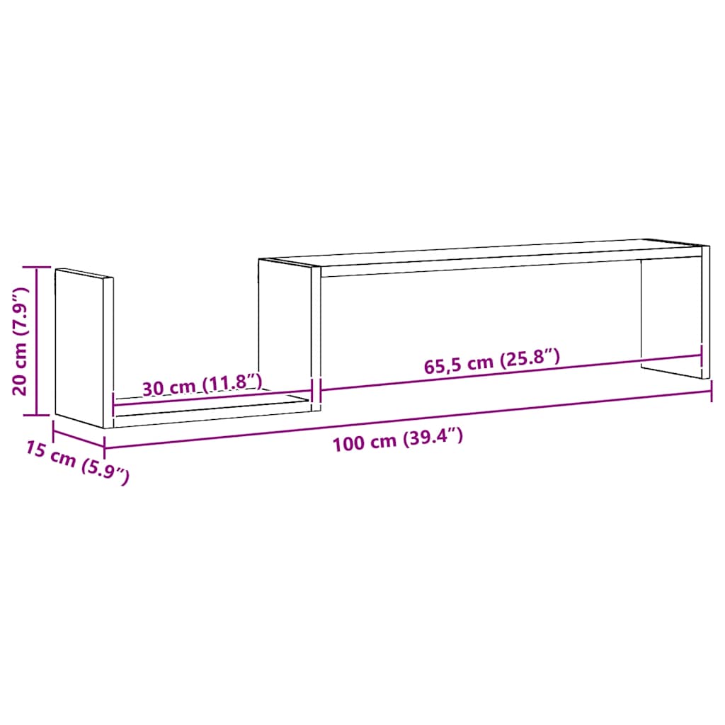 Étagères murales 2 pcs gris béton 100x15x20cm bois d'ingénierie - XIOS