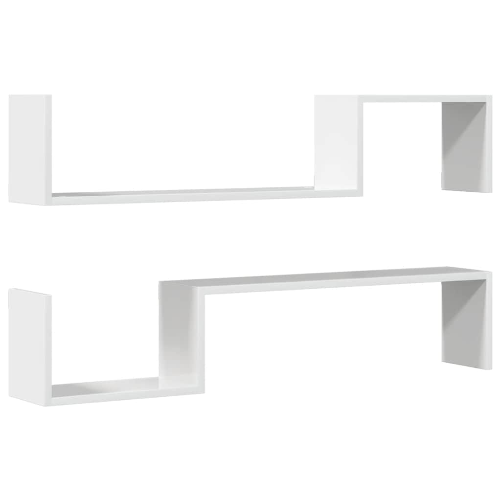 Étagères murales 2 pcs blanc brillant bois d'ingénierie - XIOS