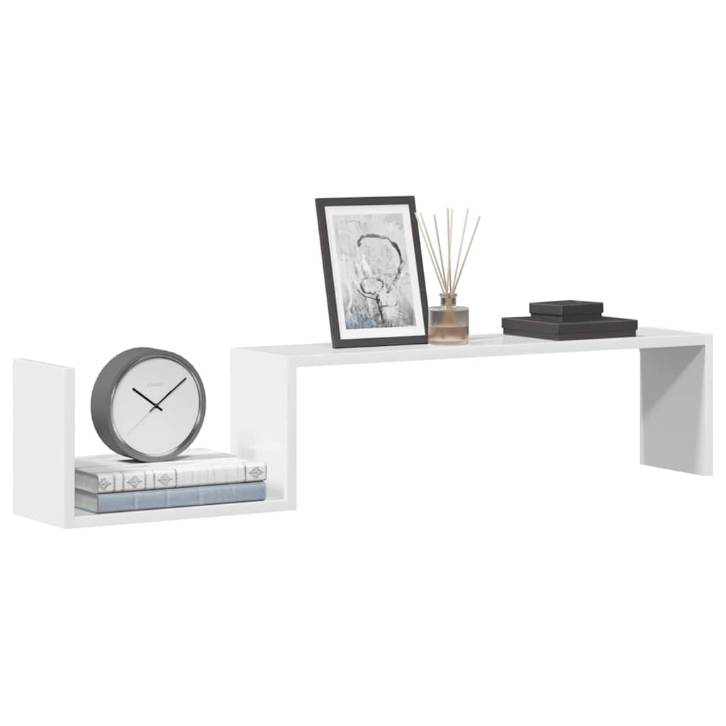 Étagères murales 2 pcs blanc brillant bois d'ingénierie - XIOS