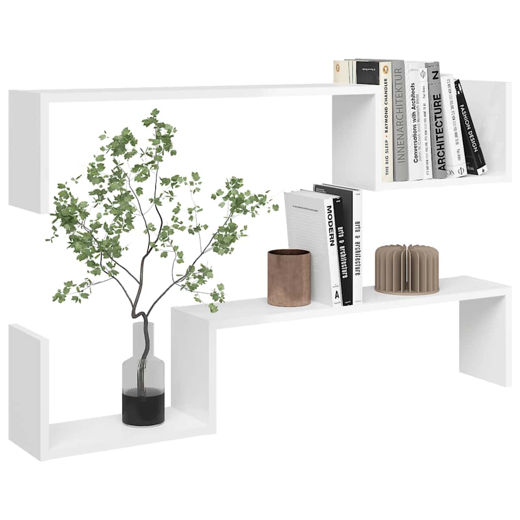 Étagères murales 2 pcs blanc brillant bois d'ingénierie - XIOS