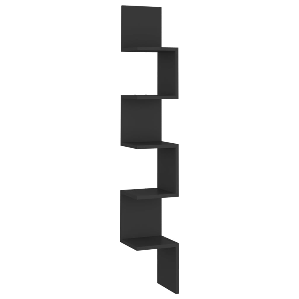 Étagère d'angle murale Noir 20x20x127,5 cm Bois d’ingénierie - XIOS