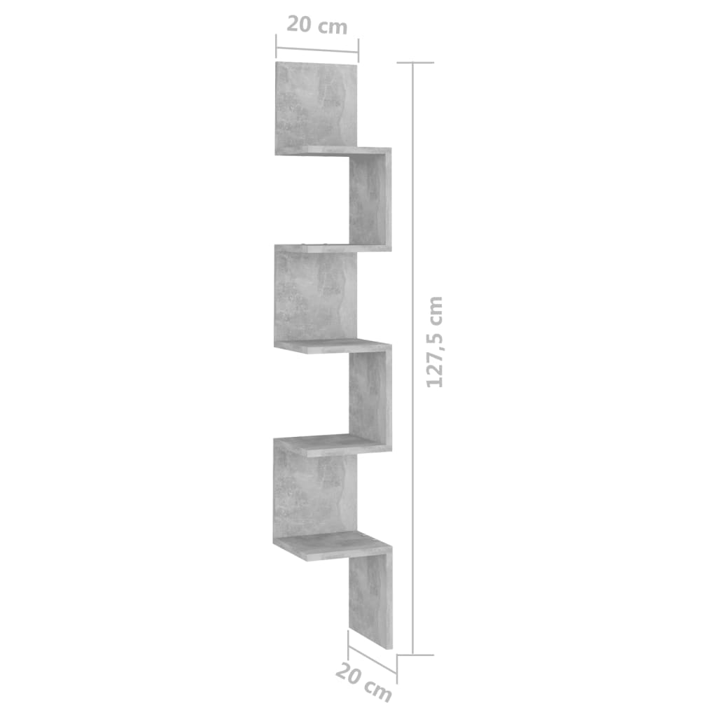 Étagère d'angle murale Gris béton Bois d'ingénierie - XIOS