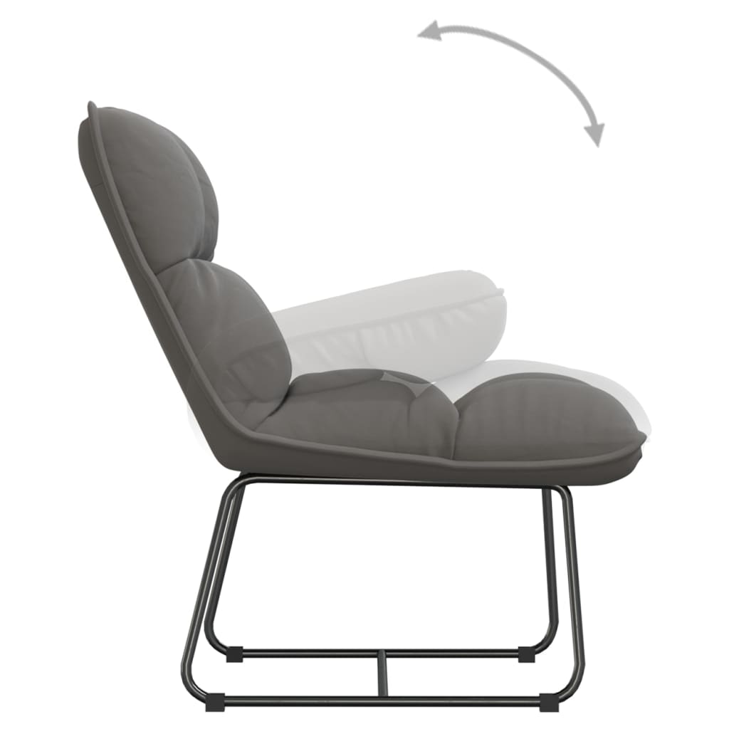 Chaise de détente avec cadre en métal Gris clair Velours - XIOS
