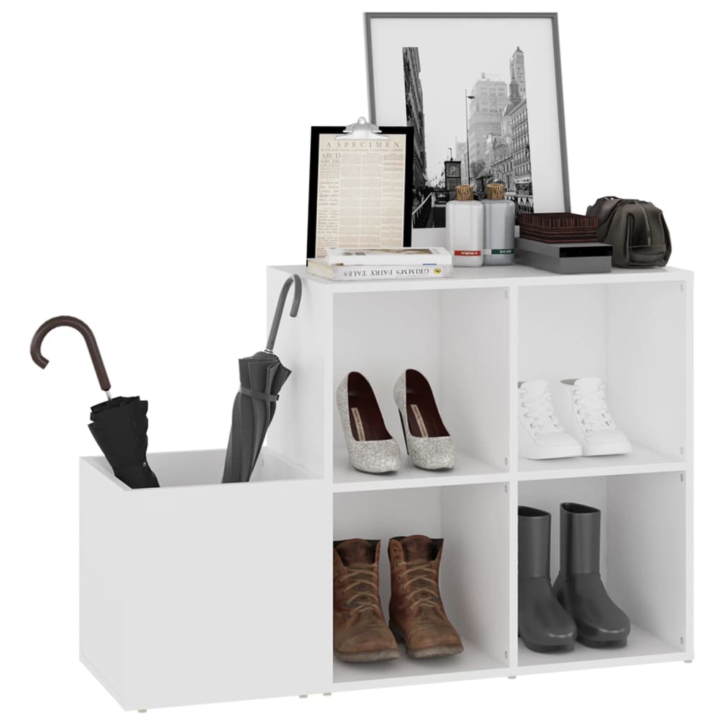 Armoire à chaussures d'entrée blanc bois d'ingénierie - XIOS