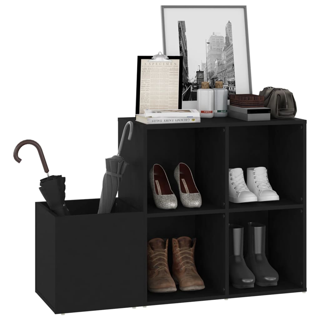 Armoire à chaussures d'entrée noir bois d'ingénierie - XIOS