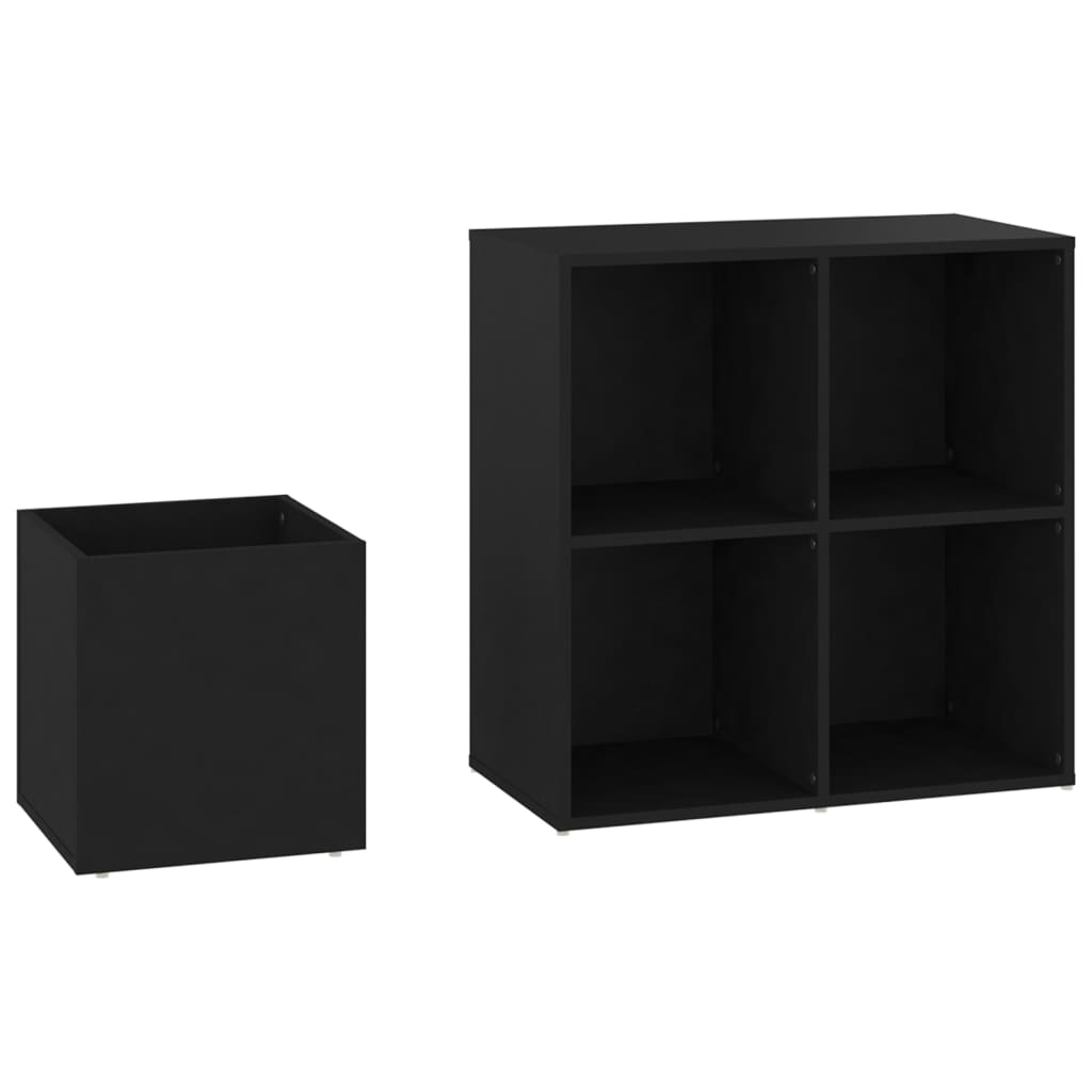 Armoire à chaussures d'entrée noir bois d'ingénierie - XIOS