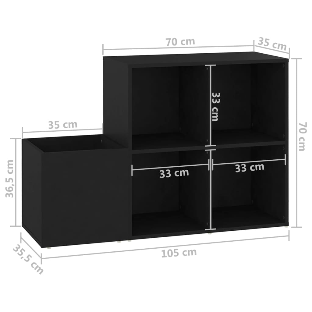 Armoire à chaussures d'entrée noir bois d'ingénierie - XIOS
