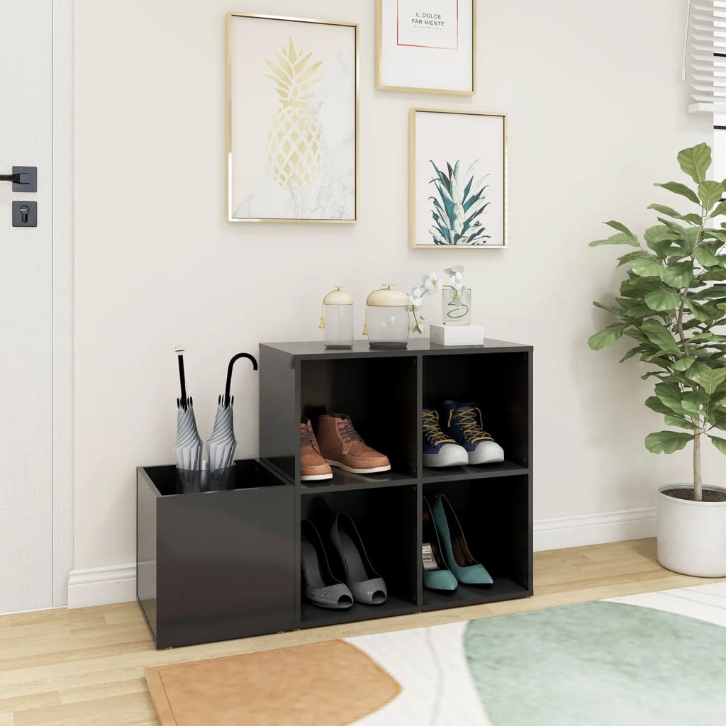 Armoire à chaussures entrée gris 105x35,5x70 cm bois ingénierie - XIOS
