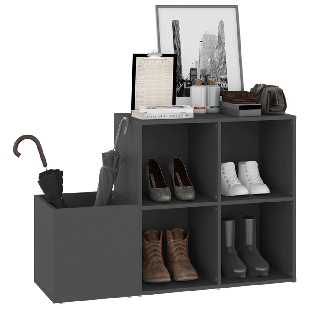 Armoire à chaussures entrée gris 105x35,5x70 cm bois ingénierie - XIOS