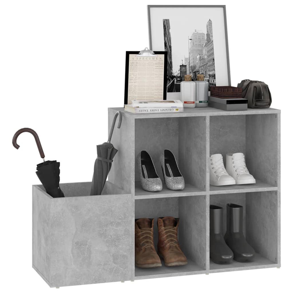 Armoire à chaussures d’entrée gris béton bois ingénierie - XIOS