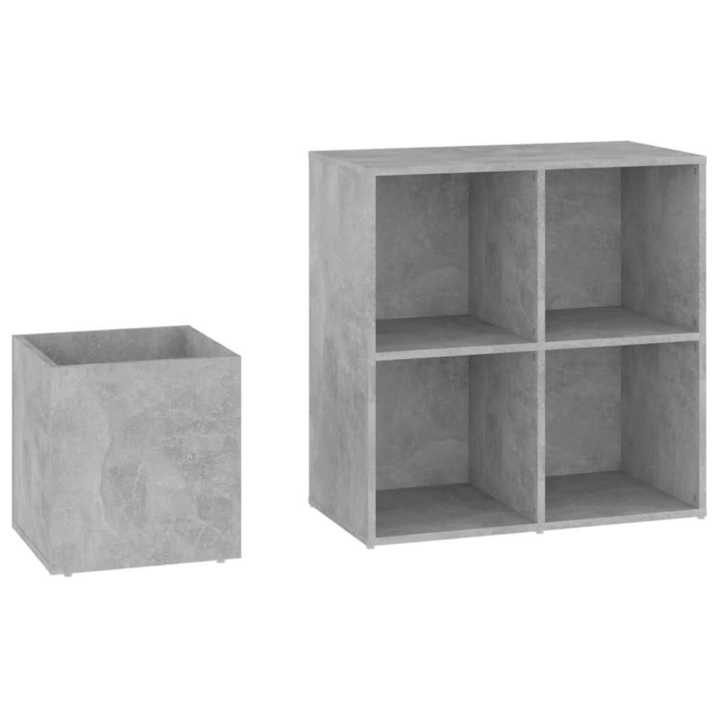 Armoire à chaussures d’entrée gris béton bois ingénierie - XIOS